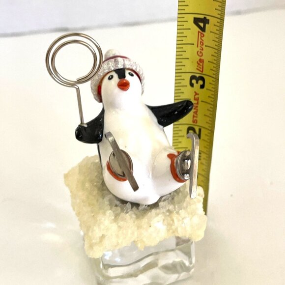 Penguin Skater Christmas Card Photo Memo Holder Santa Hat Snow Ice Cube Iceberg - Picture 7 of 7